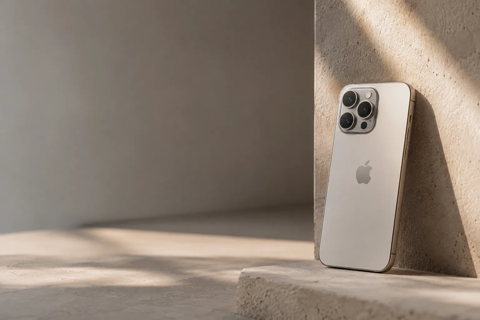 An iPhone resting against a warm studio wall